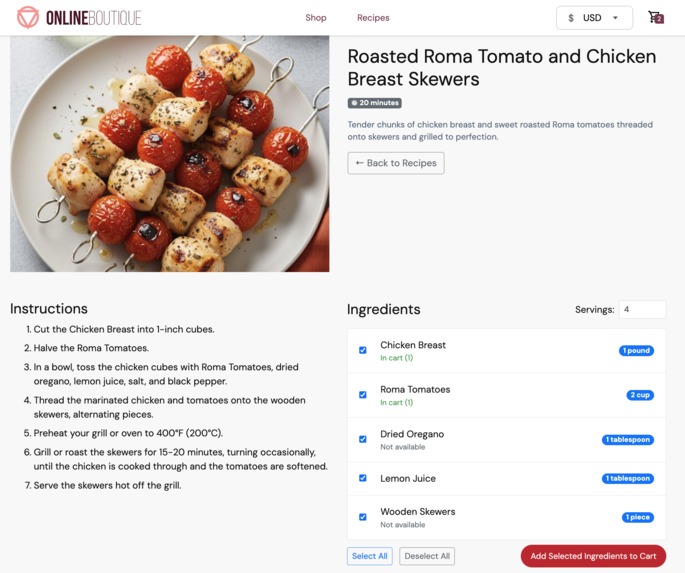 The Cart-to-Kitchen AI Assistant on GKE – screenshot 4