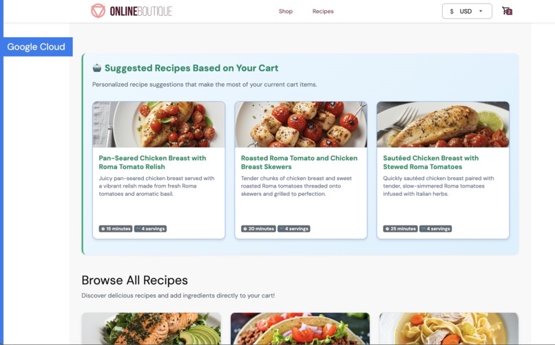The Cart-to-Kitchen AI Assistant on GKE – screenshot 3