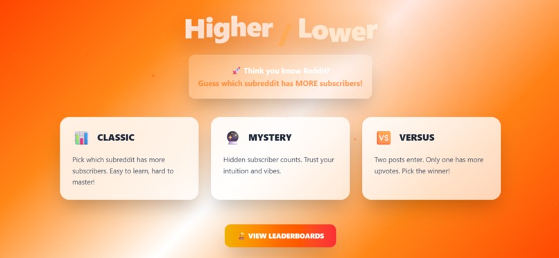 Higher / Lower: Reddit Edition – screenshot 1