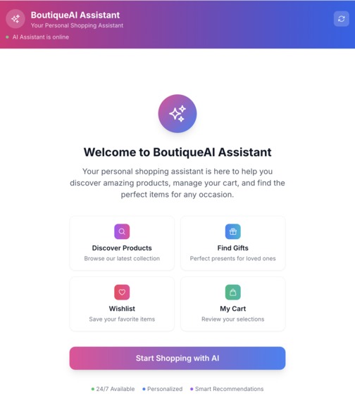 BoutiqueAI Assist using ADK + Function Calling + React UI – screenshot 1