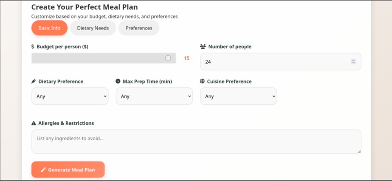 NutriBudget Planner – screenshot 2