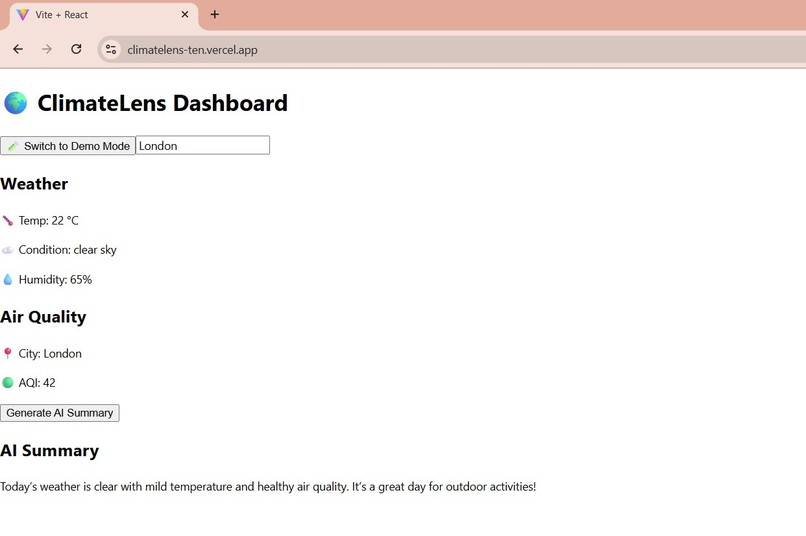 ClimateLens: Interactive Dashboard for Schools – screenshot 1