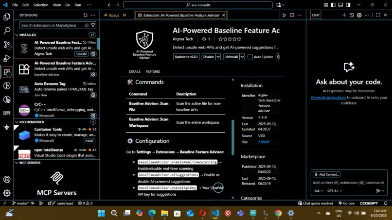 AI-Powered Baseline Feature Advisor – screenshot 1
