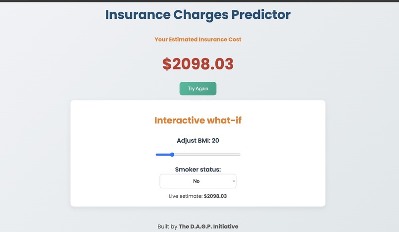 Medical insurance predictor – screenshot 2