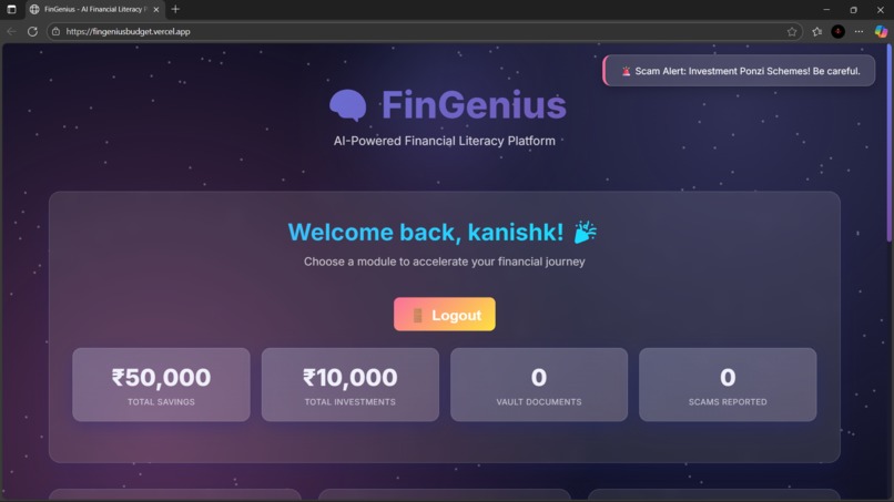 FinGenius–AI-Powered Personal Finance & Smart Assistant App – screenshot 2