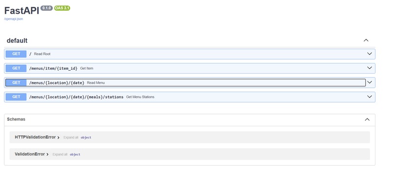 Documented API wrapper for Purdue Dining Menus API – screenshot 5