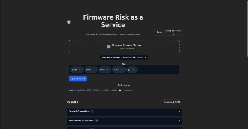 FRaaS (Firmware Risk as a Service) – screenshot 2