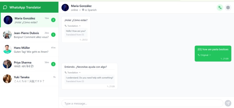 WhatsApp Universal Translator-web extension – screenshot 2