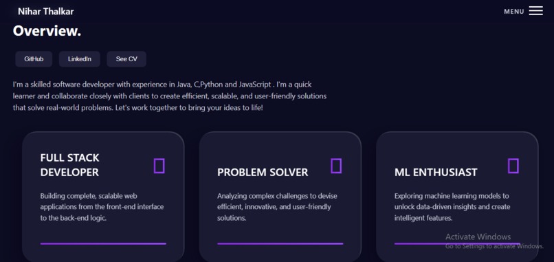 Nihar Thalkar Portfolio – screenshot 2