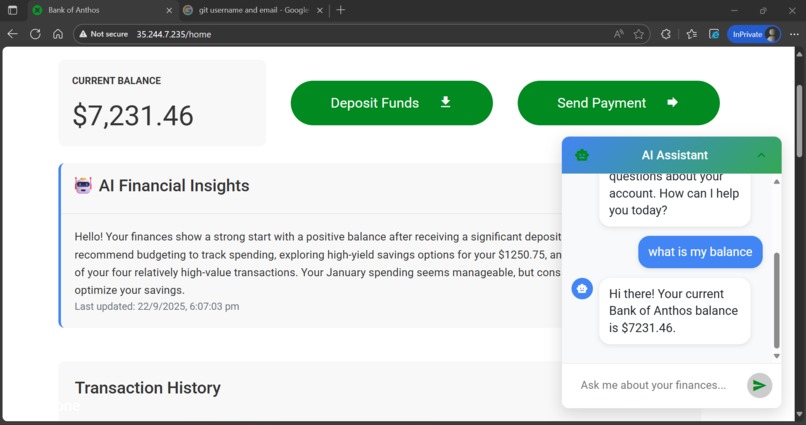 AI Superpowered Bank of Anthos – screenshot 3