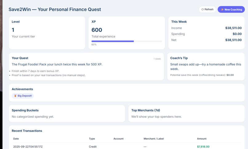 Save2Win: Your Personal Finance Quest – screenshot 2