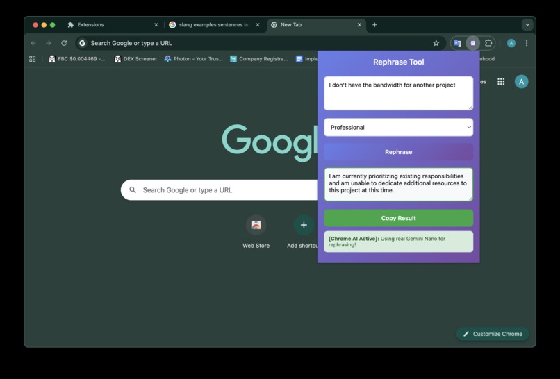 Chrome AI Rephrase Tool – screenshot 2