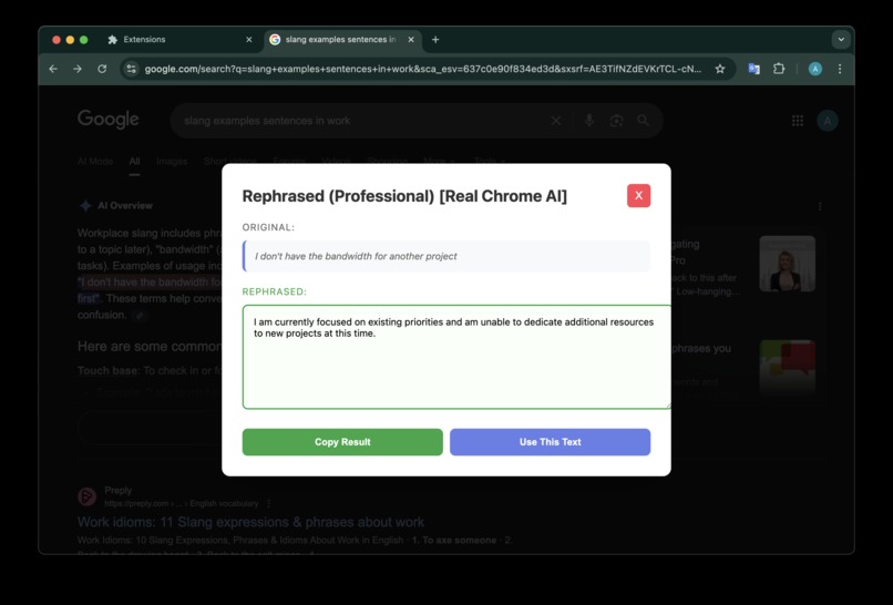 Chrome AI Rephrase Tool – screenshot 3