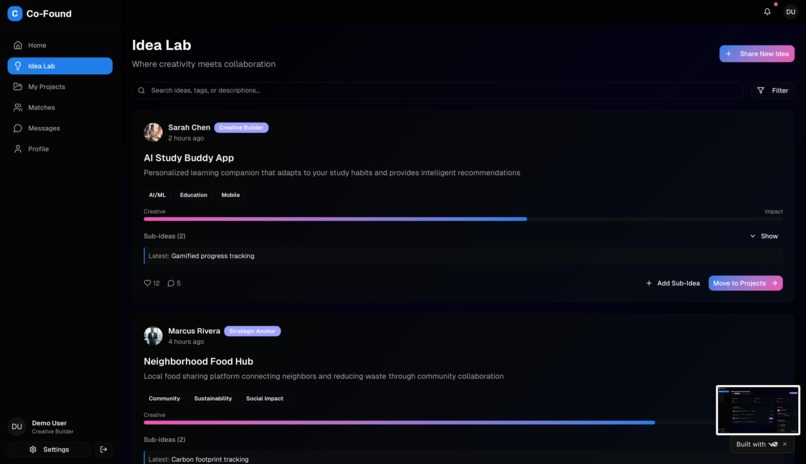 Co-Found: Idea Incubator  – screenshot 3
