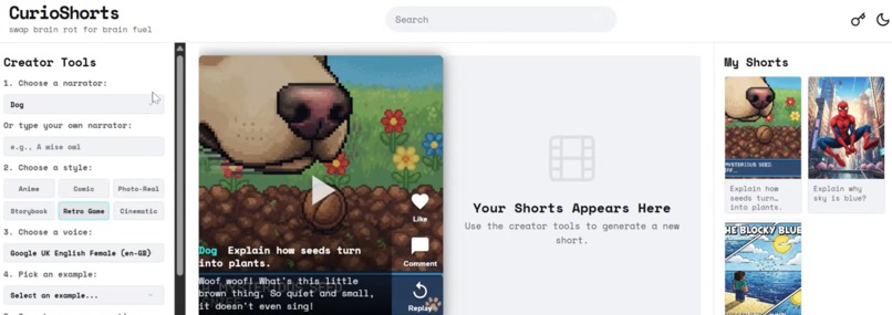 Curio-Shorts  – screenshot 1