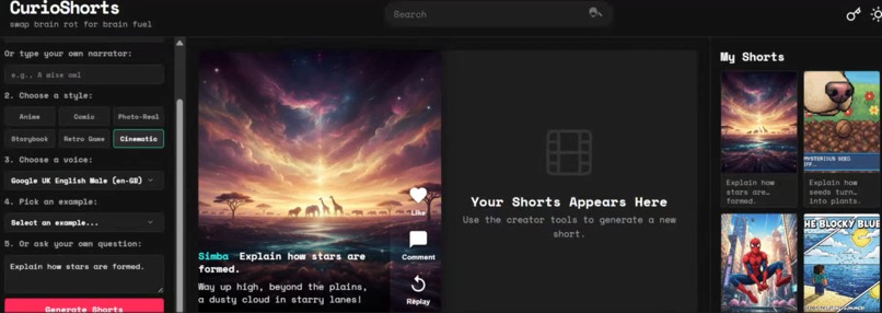 Curio-Shorts  – screenshot 2