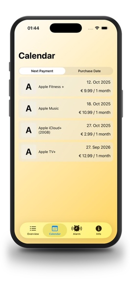 Subscriptions and Budget – screenshot 2