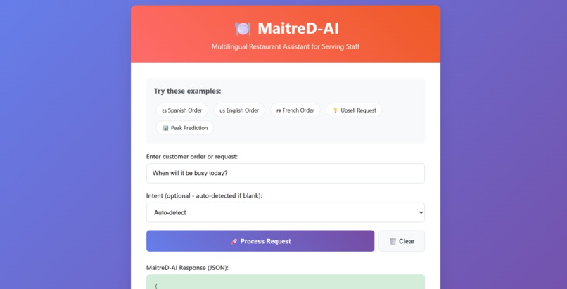 MaitreD-AI: Multilingual Waiter Assistant for Smarter Dining – screenshot 1