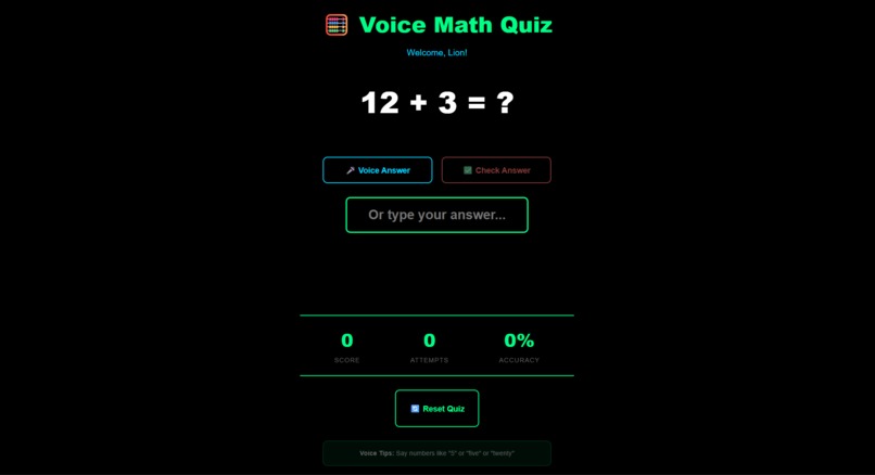 Voice Math Quiz: Accessible Learning Platform – screenshot 2