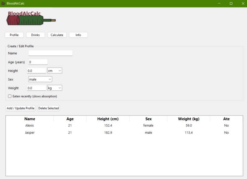 BloodAlcCalc – screenshot 2