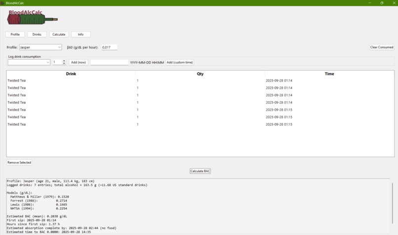 BloodAlcCalc – screenshot 4