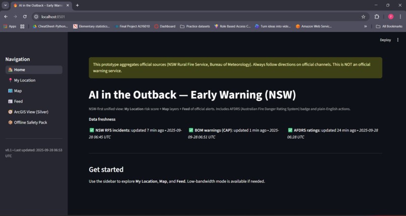 AI in the Outback — Early Warning (NSW) – screenshot 1