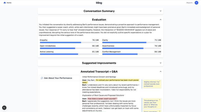 Ming Management Training, a personalized AI-native L&D coach – screenshot 2