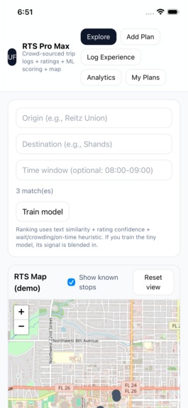 RTS-pro-max for improving UF campus commuting system – screenshot 2