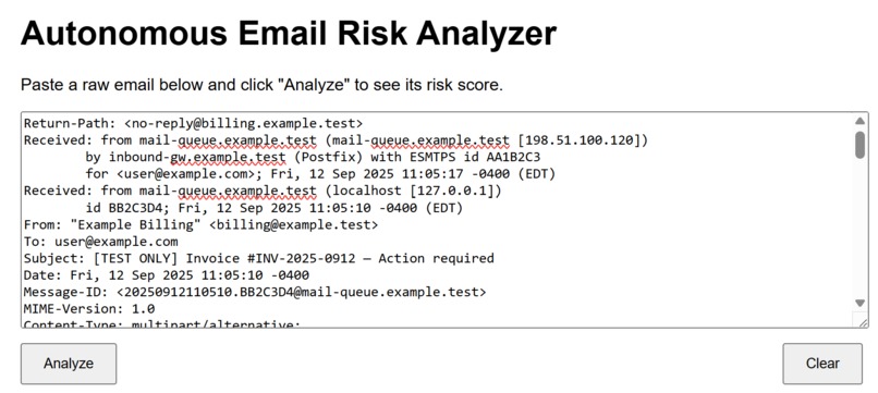 Autonomous Email Risk Analyzer – screenshot 2
