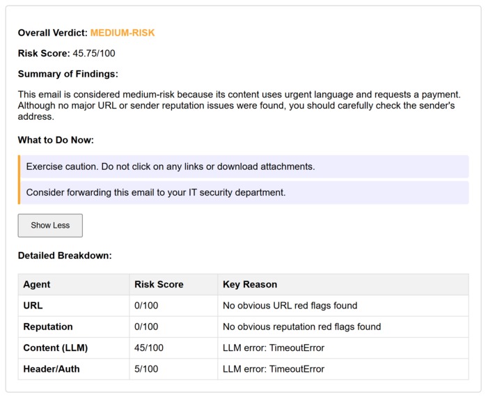 Autonomous Email Risk Analyzer – screenshot 3