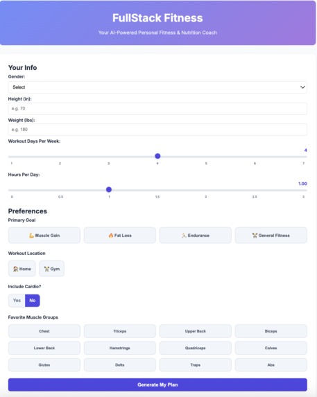 FullStack Fitness – screenshot 1