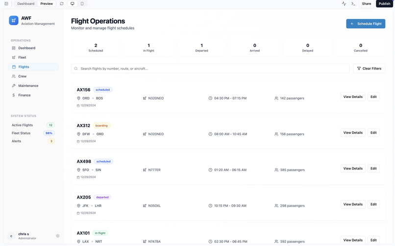 Aviation Workflow Management (AWF)  – screenshot 1