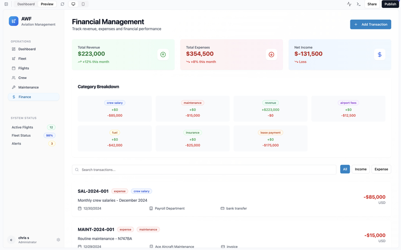 Aviation Workflow Management (AWF)  – screenshot 2