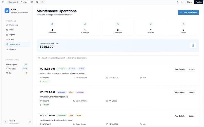 Aviation Workflow Management (AWF)  – screenshot 5