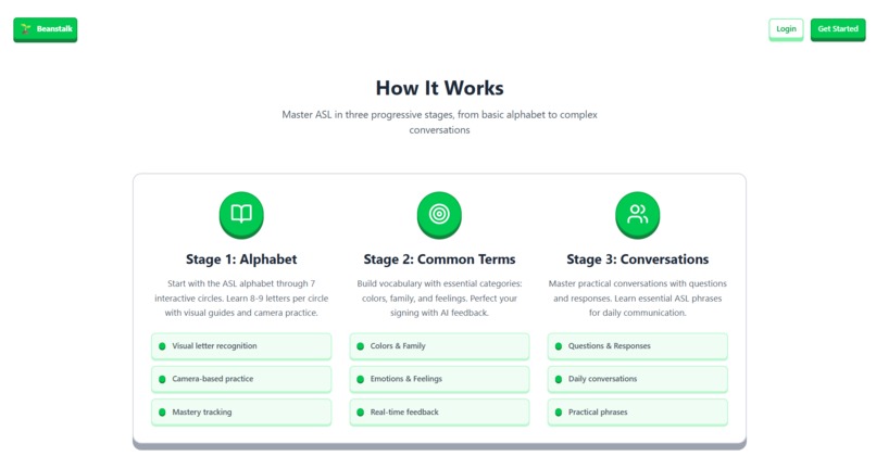 BeanStalk: AI-Powered Sign Language Learning Platform – screenshot 4