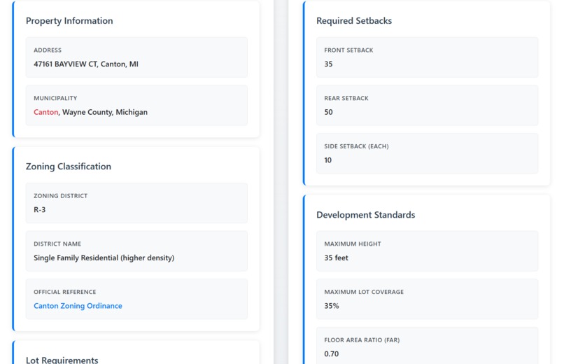 Canton Zoning Analysis  – screenshot 2