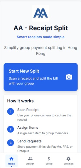 AA - Receipt Split – screenshot 1