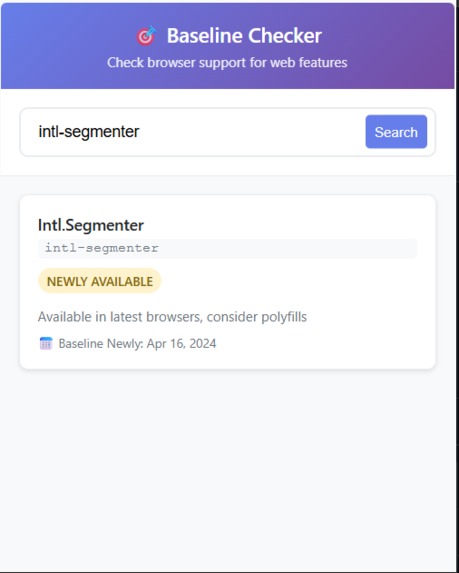 Baseline web features checker – screenshot 2