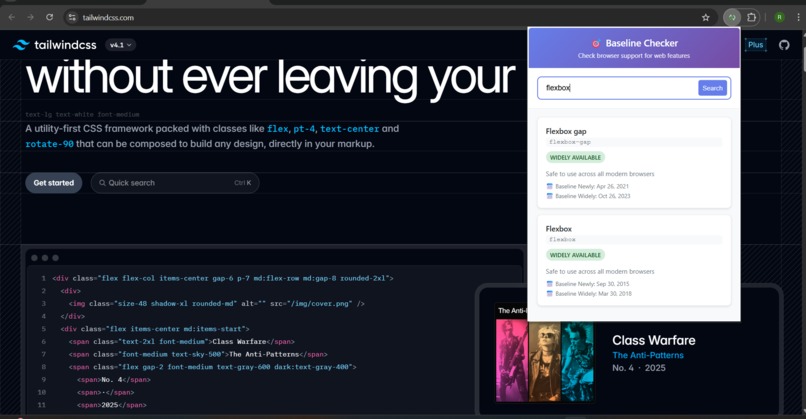 Baseline web features checker – screenshot 4