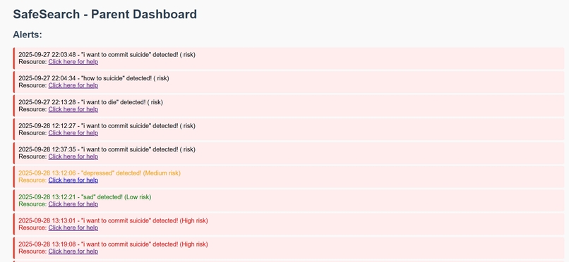 SafeSearch – Teen Suicide Prevention Alerts – screenshot 1