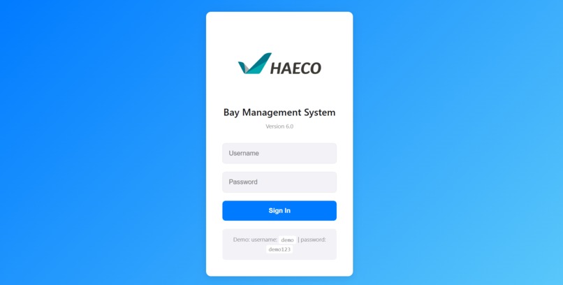 HAECO Bay Management System – screenshot 1