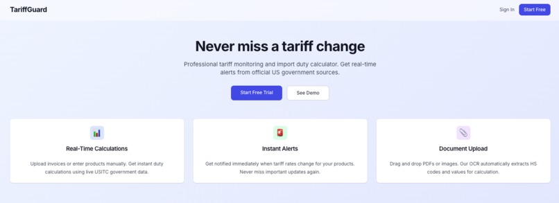 TarrifGuard Intelligence – screenshot 1