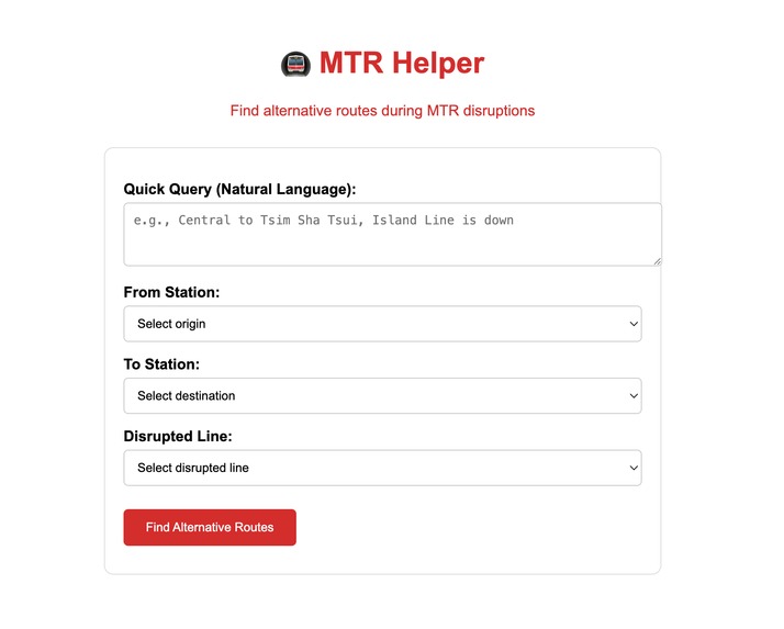 AI powered MTR Disruption Helper – screenshot 1
