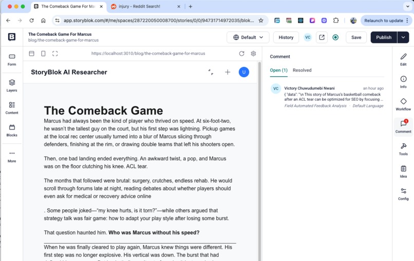 StoryBlok Reddit Content Feedback – screenshot 7