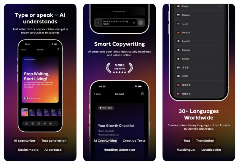 Cardsy - Carousel for Threds, Instagram, TikTok – screenshot 1