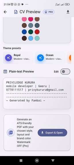 Fambai CV – screenshot 1