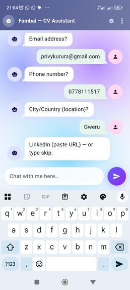 Fambai CV – screenshot 2
