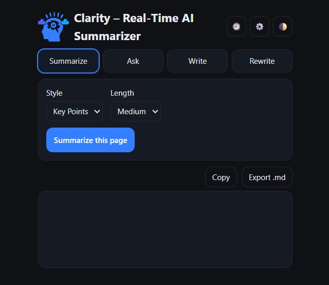 Clarity – Real-Time AI Summarizer – screenshot 2