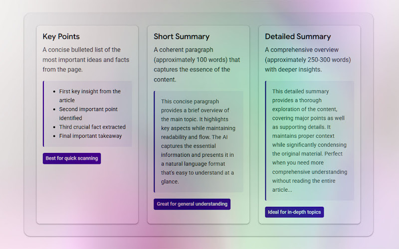 Gemini Page Insights: AI Summarizer for Chrome – screenshot 2