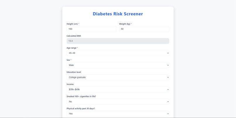 Diabetes Risk Screener – screenshot 3
